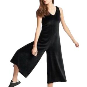 Calé GIGI BLACK VELOUR CROPPED WIDE LEG JUMPSUIT